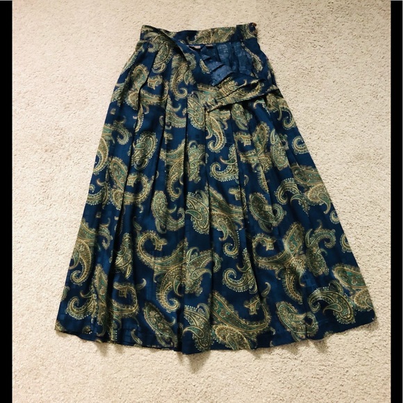 Herman Geist Skirt Sz 8 Vintage Pleated Paisley Maxi Gorgeous - Picture 11 of 13